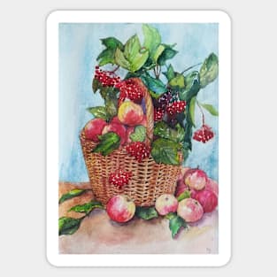 Basket full of apples and berries Sticker